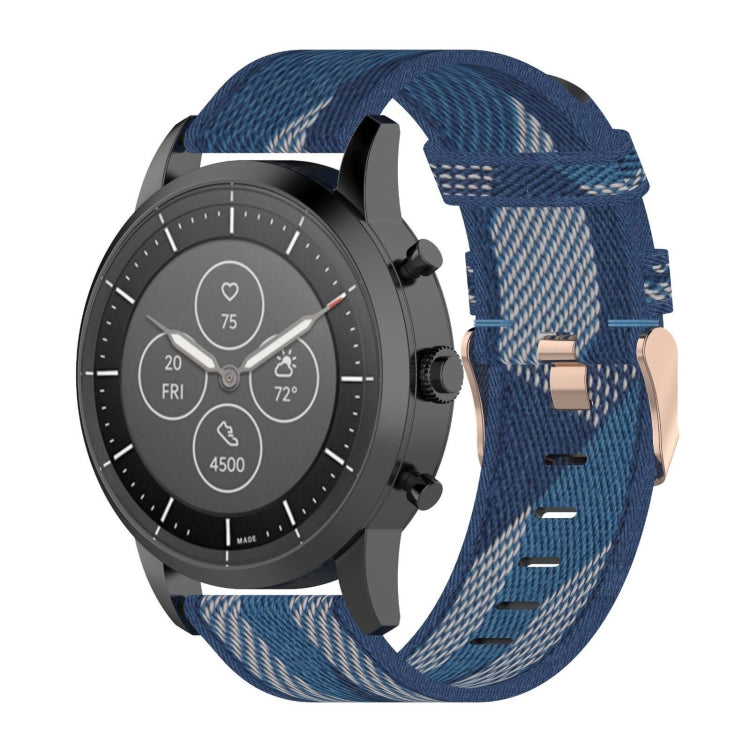 Cinturino per orologio con cinturino da polso in nylon con trama a righe da 22 mm per Fossil Hybrid Smartwatch HR, maschio Gen 4 Explorist HR e sport
