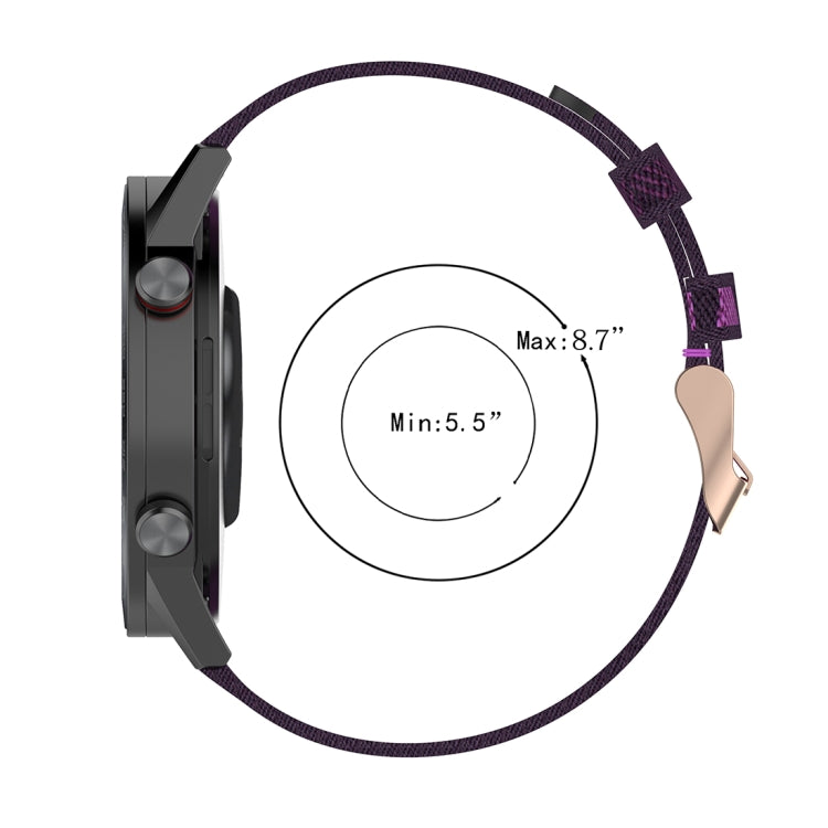 Cinturino per orologio con cinturino da polso in nylon con trama a righe da 22 mm per Huawei GT / GT2 46mm, Honor Magic Watch 2 46mm / Magic