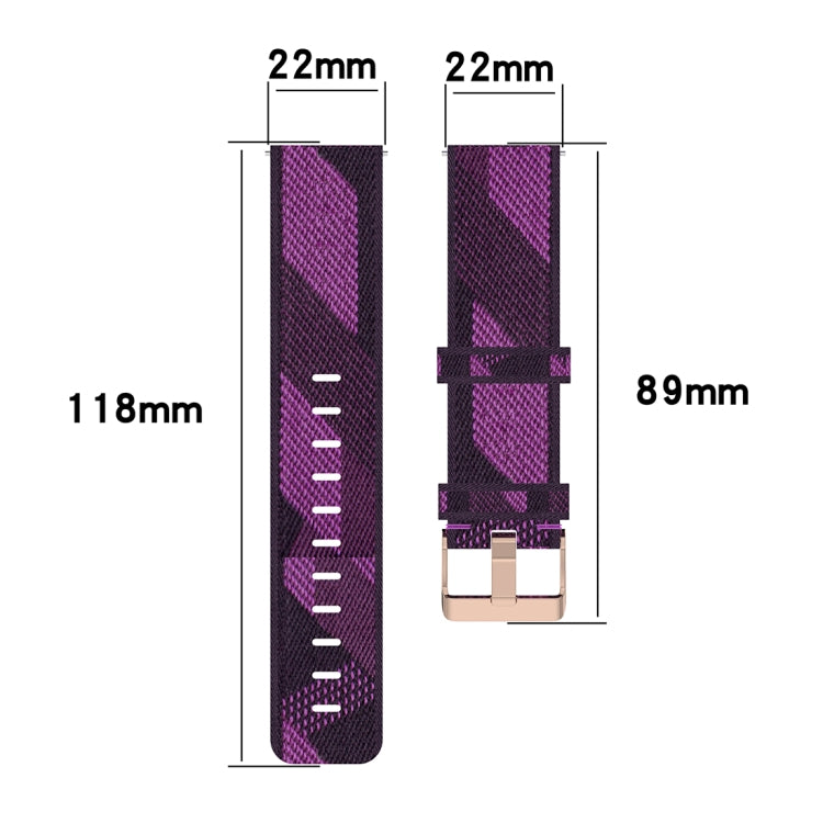 Cinturino per orologio con cinturino da polso in nylon con trama a righe da 22 mm per Huawei GT / GT2 46mm, Honor Magic Watch 2 46mm / Magic