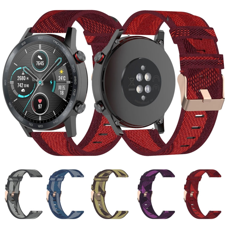 Cinturino per orologio con cinturino da polso in nylon con trama a righe da 22 mm per Huawei GT / GT2 46mm, Honor Magic Watch 2 46mm / Magic