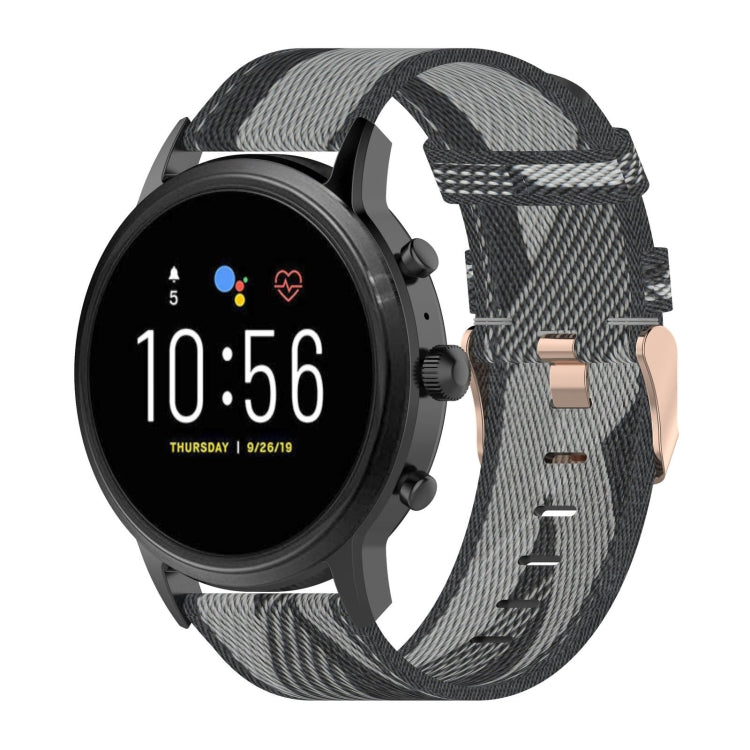 Cinturino per orologio con cinturino da polso in nylon con trama a righe da 22 mm per Fossil Gen 5 Carlyle, Gen 5 Julianna, Gen 5 Garrett, Gen 5 Carlyle HR