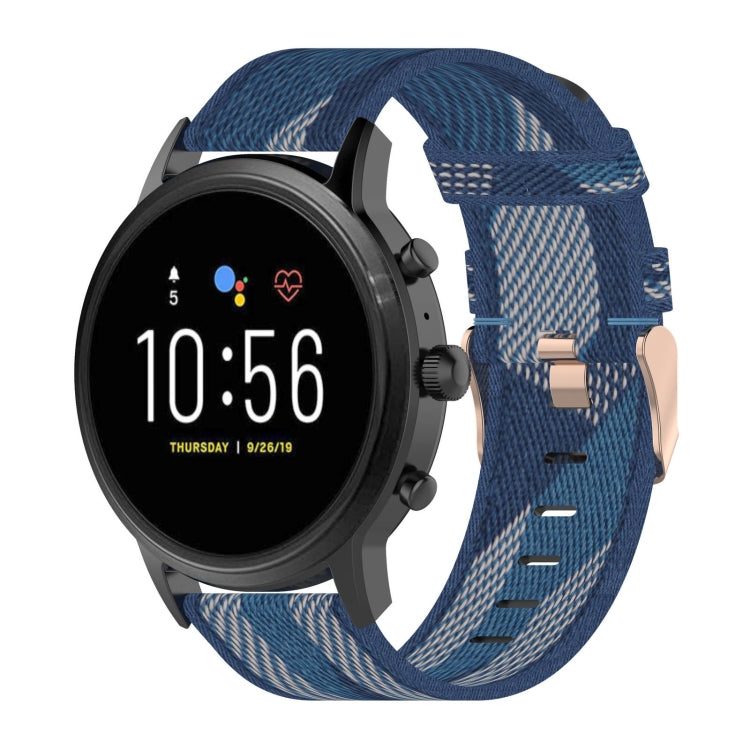 Cinturino per orologio con cinturino da polso in nylon con trama a righe da 22 mm per Fossil Gen 5 Carlyle, Gen 5 Julianna, Gen 5 Garrett, Gen 5 Carlyle HR