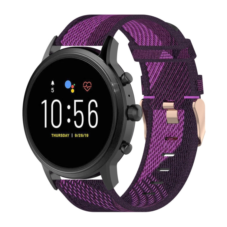 Cinturino per orologio con cinturino da polso in nylon con trama a righe da 22 mm per Fossil Gen 5 Carlyle, Gen 5 Julianna, Gen 5 Garrett, Gen 5 Carlyle HR