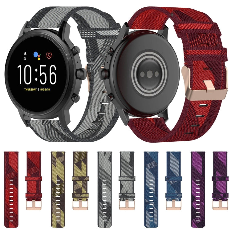 Cinturino per orologio con cinturino da polso in nylon con trama a righe da 22 mm per Fossil Gen 5 Carlyle, Gen 5 Julianna, Gen 5 Garrett, Gen 5 Carlyle HR