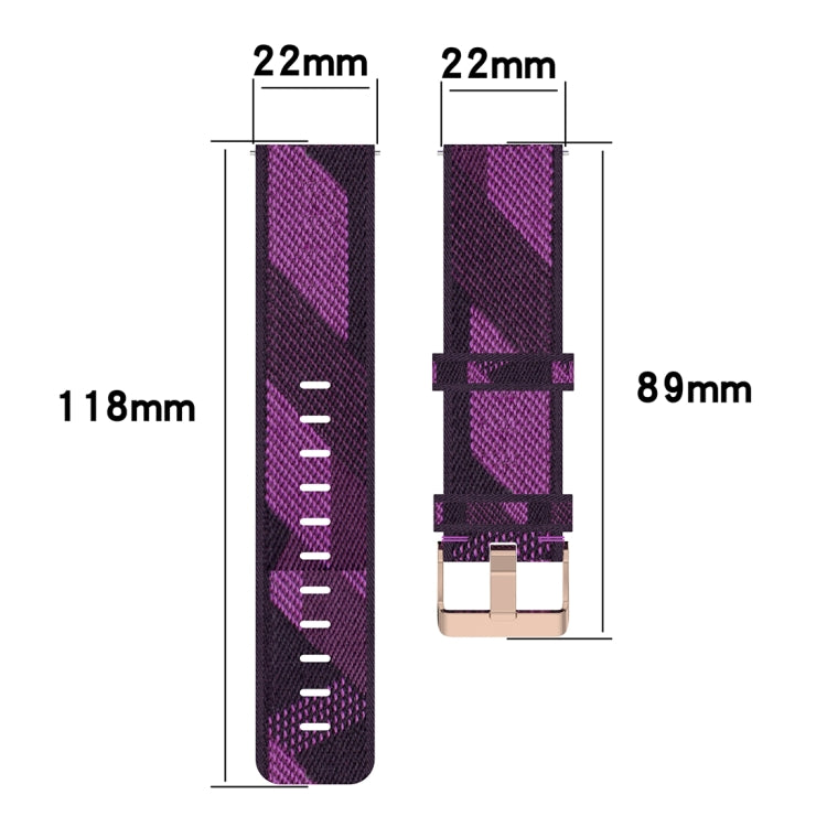 Cinturino per orologio con cinturino da polso in nylon con trama a righe da 22 mm per Galaxy Watch 46 mm / Gear S3