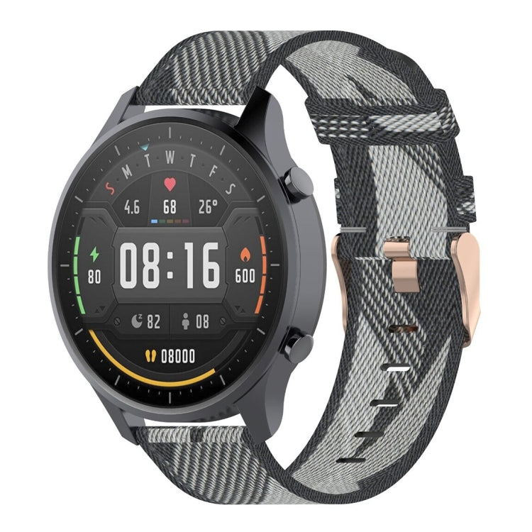 Cinturino per orologio con cinturino da polso in nylon con trama a righe da 22 mm per Xiaomi Mi Watch Color, Garmin Vivoactive 4