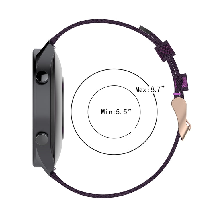 Cinturino per orologio con cinturino da polso in nylon con trama a righe da 22 mm per Xiaomi Mi Watch Color, Garmin Vivoactive 4