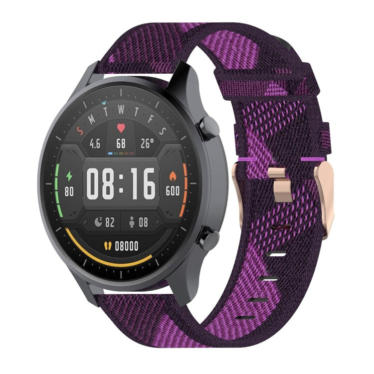 Cinturino per orologio con cinturino da polso in nylon con trama a righe da 22 mm per Xiaomi Mi Watch Color, Garmin Vivoactive 4