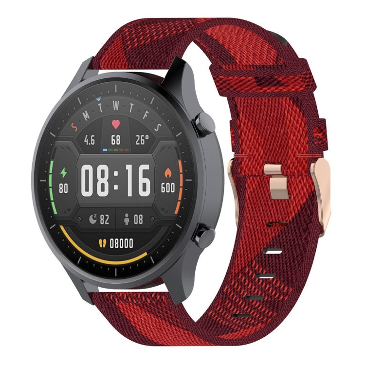 Cinturino per orologio con cinturino da polso in nylon con trama a righe da 22 mm per Xiaomi Mi Watch Color, Garmin Vivoactive 4