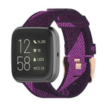 Cinturino per orologio con cinturino da polso in nylon con trama a righe da 23 mm per Fitbit Versa 2, Fitbit Versa, Fitbit Versa Lite, Fitbit Blaze