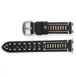 Per Apple Watch Serie 8 e 7 41 mm / SE 2 e 6 e SE e 5 e 4 40 mm / 3 e 2 e 1 38 mm Cinturino per orologio in vera pelle con motivo a linea manuale, For 38mm