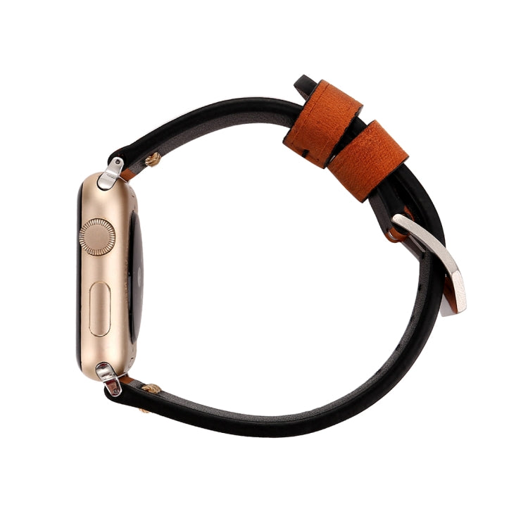 Per Apple Watch Ultra 49mm / Serie 8 e 7 45 mm / SE 2 e 6 e SE e 5 e 4 44 mm / 3 e 2 e 1 42 mm Cinturino per orologio in vera pelle con motivo retrò XX Line, For 42mm