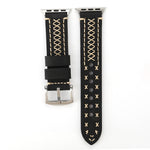 Per Apple Watch Ultra 49mm / Serie 8 e 7 45 mm / SE 2 e 6 e SE e 5 e 4 44 mm / 3 e 2 e 1 42 mm Cinturino per orologio in vera pelle con motivo a linea manuale, For 42mm