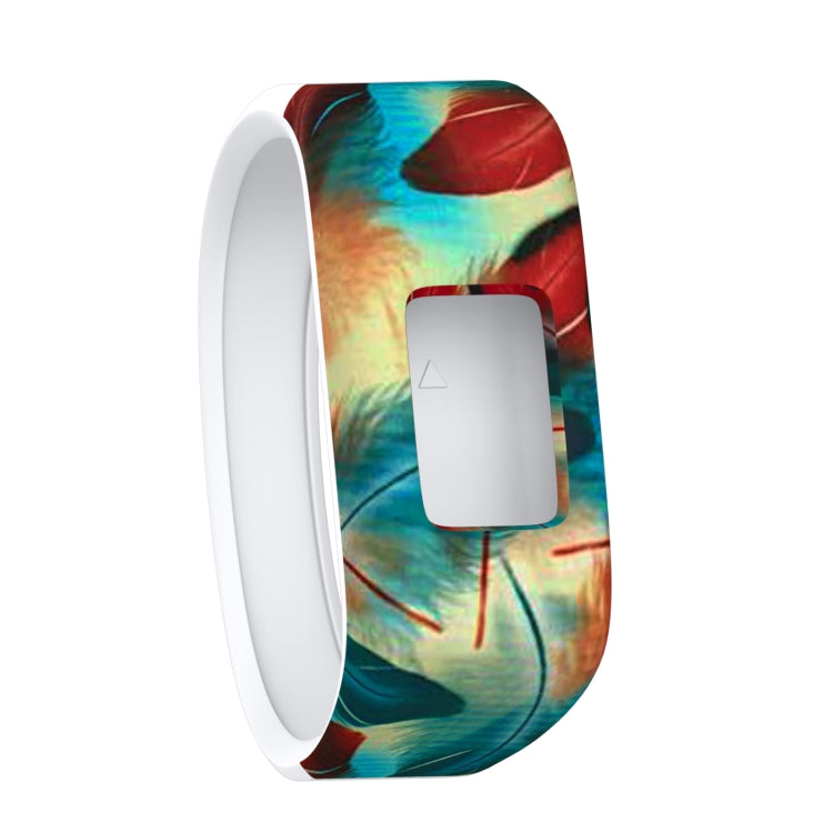 Cinturino sportivo in silicone con motivo piume colorate per Garmin Vivofit JR, misura: piccolo