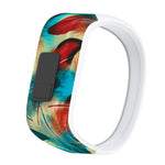 Cinturino sportivo in silicone con motivo piume colorate per Garmin Vivofit JR, misura: piccolo