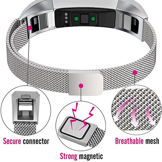 Cinturino per orologio magnetico in acciaio inossidabile per FITBIT Alta, dimensioni: piccolo, 130-170 mm