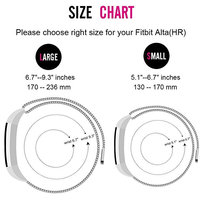 Cinturino per orologio magnetico in acciaio inossidabile per FITBIT Alta, dimensioni: piccolo, 130-170 mm