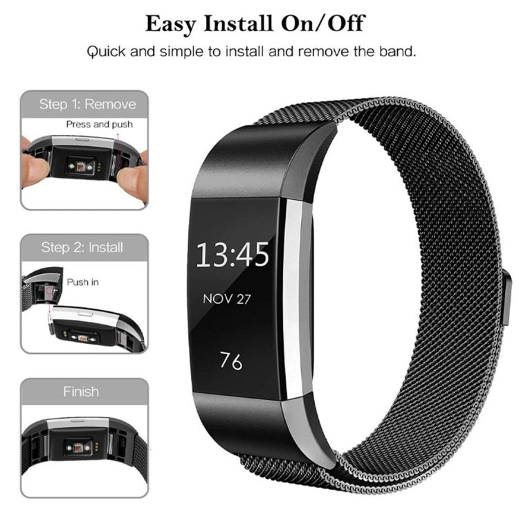 Cinturino per orologio Smart Watch in acciaio inossidabile per FITBIT Charge 2, misura: L, Size: L