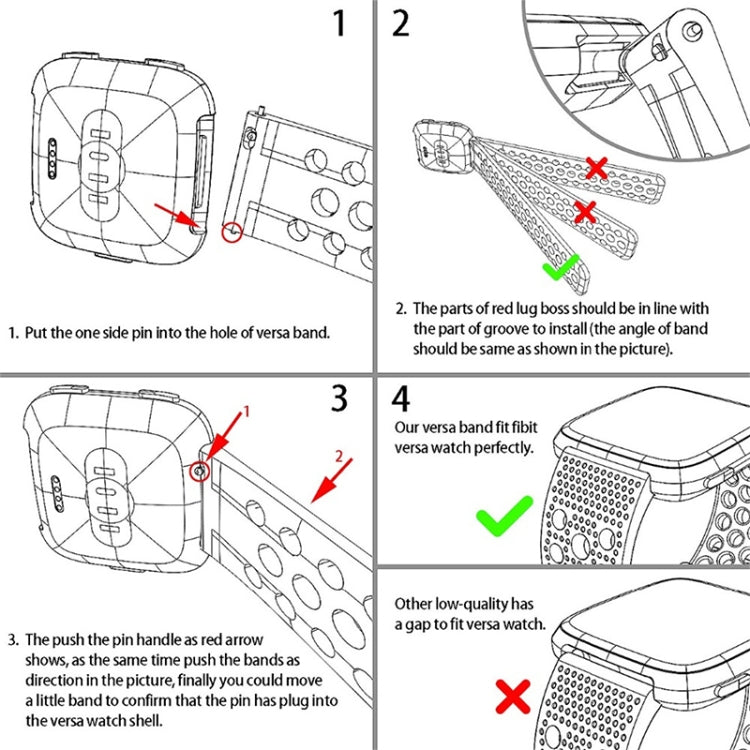 Cinturino per orologio Smart Watch con foro circolare di ventilazione per Fitbit Versa