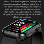 ET210 Schermo IPS da 1,91 pollici IP67 Orologio intelligente con cinturino in silicone impermeabile, supporto monitoraggio della temperatura corporea / ECG, ET210
