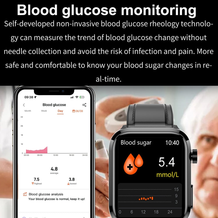 ET210 Schermo IPS da 1,91 pollici IP67 Orologio intelligente con cinturino in silicone impermeabile, supporto monitoraggio della temperatura corporea / ECG, ET210