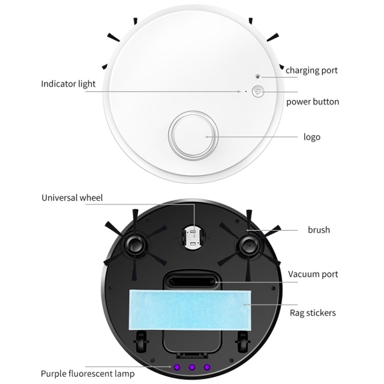 Robot spazzante con ricarica USB intelligente per uso domestico BOWAI OB12, OB12 (Black), OB12 (White)