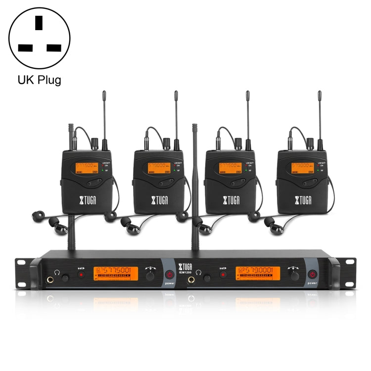 Trasmettitore wireless XTUGA IEM1200 con 4 bodypack UHF