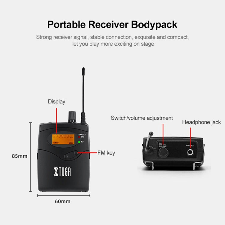 XTUGA IEM1200 Trasmettitore wireless 4 Bodypack Stage Singer Sistema di monitoraggio in-ear, Transmitter 4 Bodypack