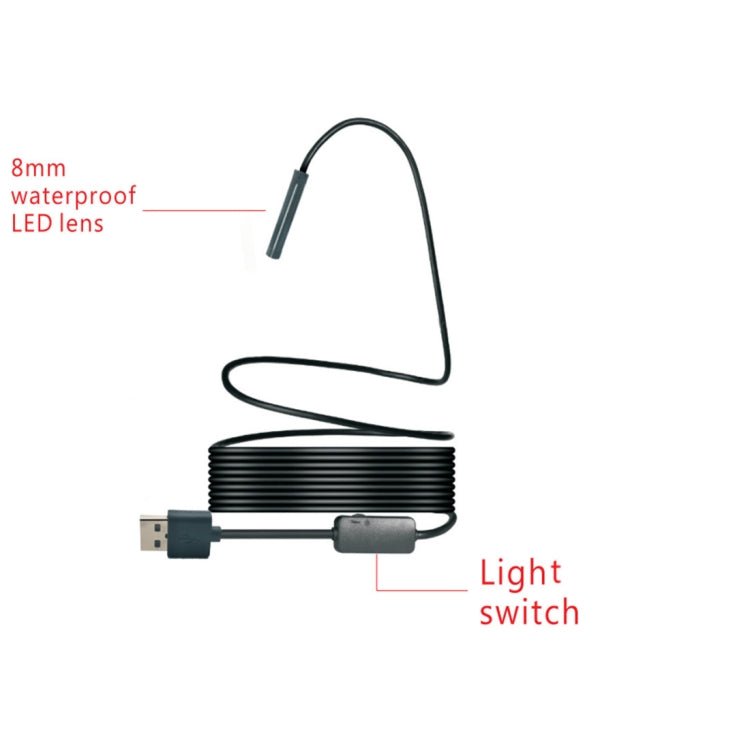 YPC110 8mm HD WiFi Endoscope Snake Pipe Inspection Camera 2.0MP Inspection Camera with 8 LEDs, IP68 Waterproof, Lens Diameter: 8mm, Length: 3.5m, Soft Line, 3.5m Soft Line