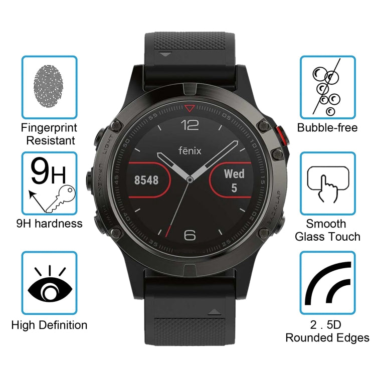 2 PZ ENKAY Hat-Prince per Garmin Fenix 5 Smart Watch 0,2 mm 9H Durezza superficiale 2.15D Pellicola per schermo in vetro temperato antideflagrante