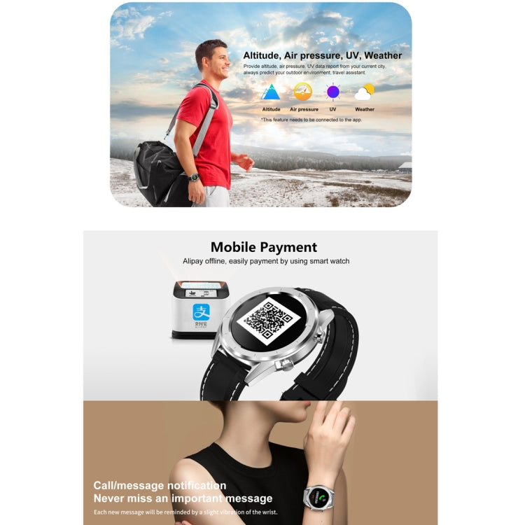 Smartwatch con cinturino in silicone impermeabile IP68 DT28 da 1,54 pollici Bluetooth 4.2, supporto promemoria chiamate in arrivo / monitoraggio della pressione arteriosa / pagamento dell'orologio