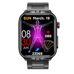 TK11P Schermo IPS da 1,83 pollici IP68 Orologio intelligente con cinturino in acciaio impermeabile, supporto monitoraggio dello stress / ECG, Steel Band (Black)