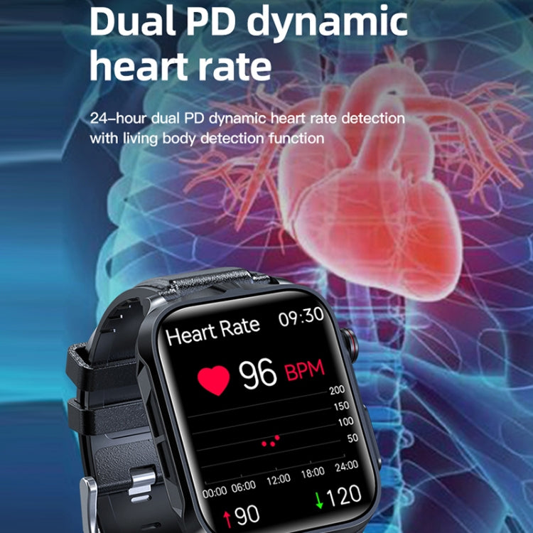 TK11P Schermo IPS da 1,83 pollici IP68 Orologio intelligente con cinturino in acciaio impermeabile, supporto monitoraggio dello stress / ECG, Steel Band (Black)