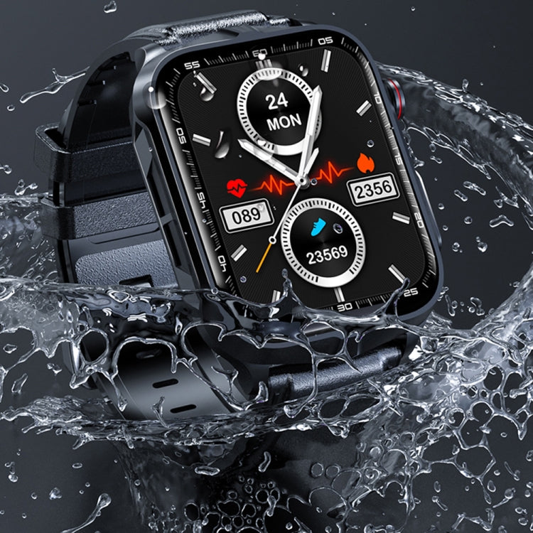 TK11P Schermo IPS da 1,83 pollici IP68 Orologio intelligente con cinturino in acciaio impermeabile, supporto monitoraggio dello stress / ECG, Steel Band (Black)