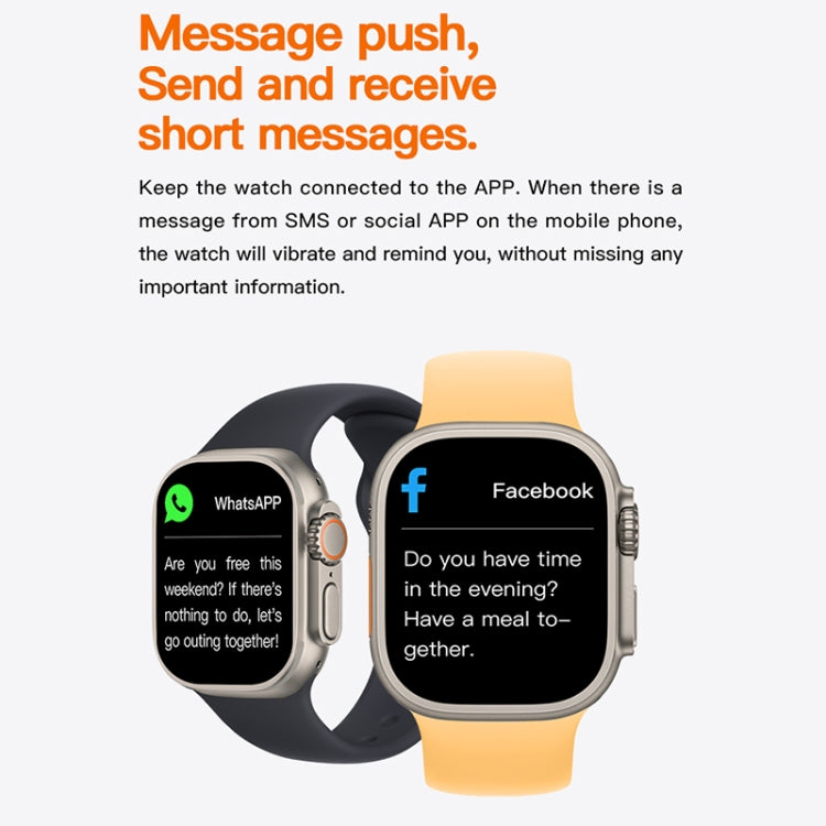 T800 Ultra 1,99 pollici Cinturino in silicone Smart Watch Supporto frequenza cardiaca / ECG, Silicone Band