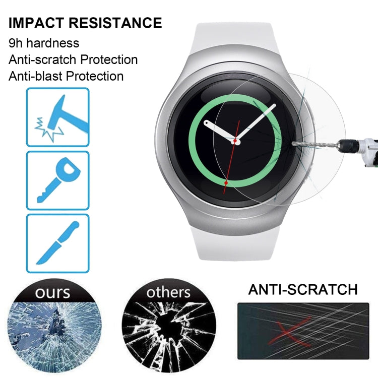 2 PZ ENKAY Hat-Prince per Samsung Gear S2 Smart Watch 0,2 mm 9H Durezza superficiale 2.15D Pellicola per schermo in vetro temperato antideflagrante