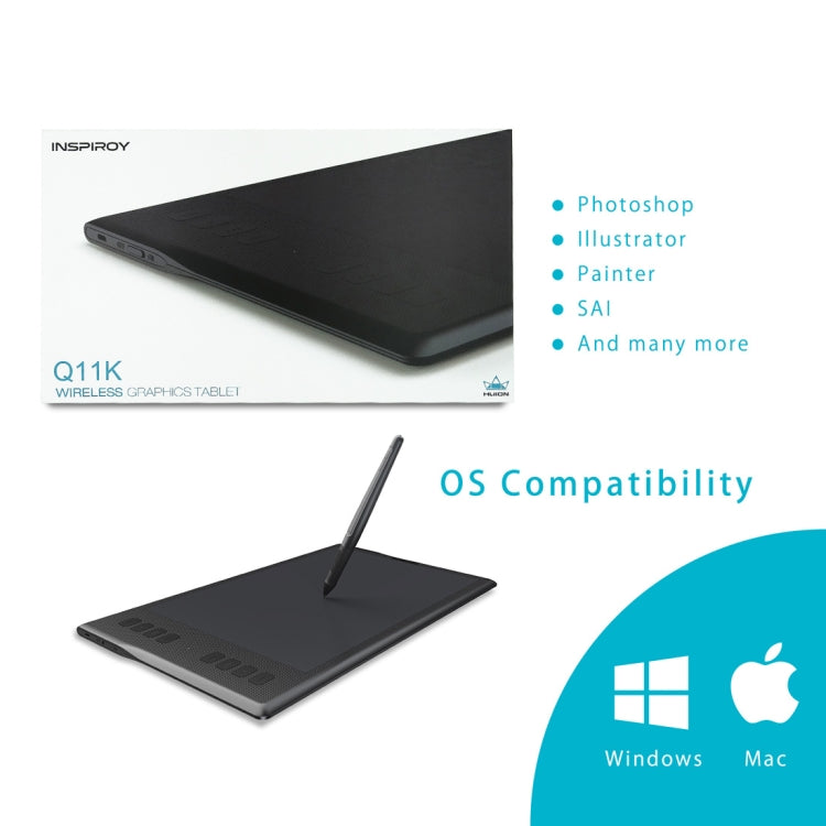 HUION Inspiroy Series Q11K 5080LPI Tavoletta grafica USB professionale per sistema operativo Windows/Mac, con penna digitale