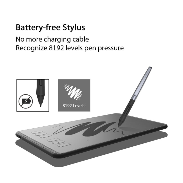 HUION Inspiroy Series H640P 5080LPI Professional USB Graphics Tablet for Windows/Mac OS, with Battery-Free Pen