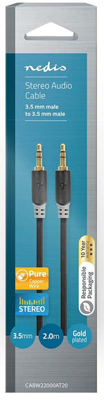 Cavo Audio Stereo Maschio da 3,5mm-Maschio da 3,5mm 2m Antracite CABW22000AT20  5412810264902 ND3696