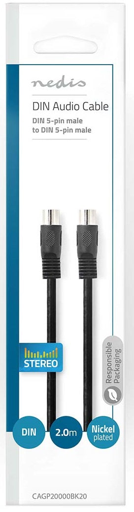 Cavo maschio DIN a 5 pin - Cavo maschio DIN a 5 pin | 2.0 m | Nero 5412810281220 541281028122  ND2145