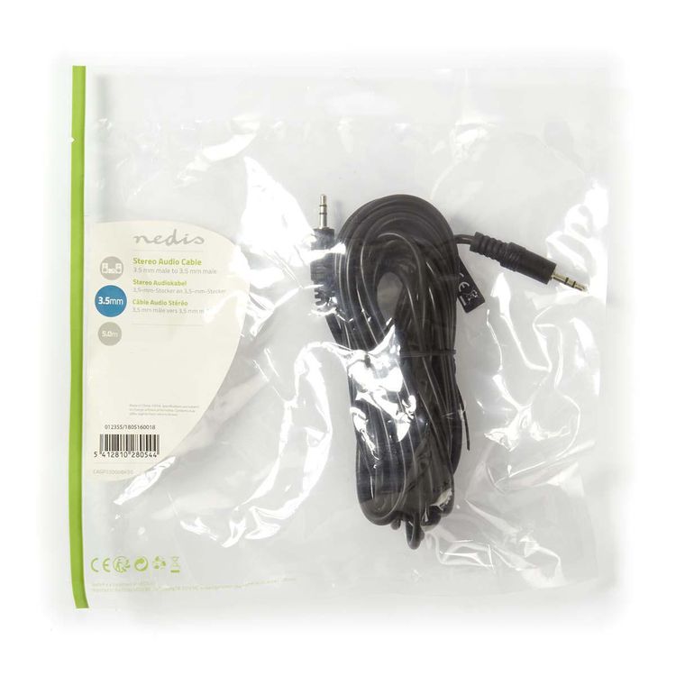 Cavo Audio Stereo | Maschio da 3,5 mm - Maschio da 3,5 mm | 5,0 m | Nero CAGP22000BK50 Codice EAN: 5412810280544