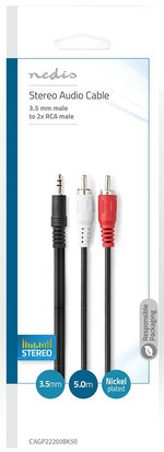 Cavo Audio Stereo Maschio da 3,5mm-2x RCA maschio 5m CAGP22200BK50 5412810280827 ND4606