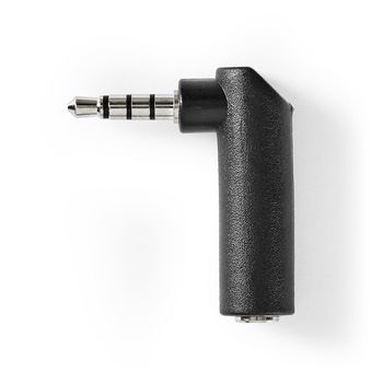 Stereo Audio Adapter | 3.5mm Male | 3.5mm Female | Nickel Plated | Angled 90° | Metal | Black | 10pcs | Polybag