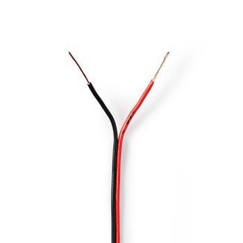 Speaker Cable | 2 x 0.35 mm² | CCA | 100.0 m | Round | PVC | Black / Red | Wrap