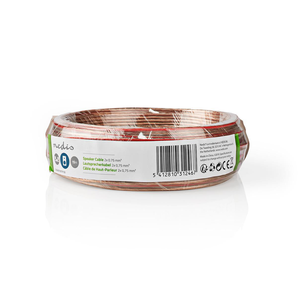 Cavo per Altoparlante 2x 0,75 mm2 15,0 m Avvolgibile Trasparente 5412810312467 541281031246  CAGW0750TR150  ND2190