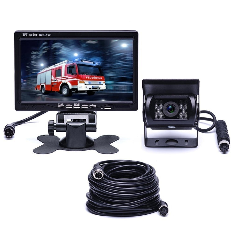 F0505 Monitor per specchietto retrovisore con telecamera di backup per auto HD da 7 pollici con 18 LED IR, con cavo da 10 m, Single Camera