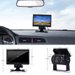 F0505 Monitor per specchietto retrovisore con telecamera di backup per auto HD da 7 pollici con 18 LED IR, con cavo da 10 m, Single Camera