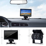 F0505 Monitor per specchietto retrovisore con telecamera di backup per auto HD da 7 pollici con 18 LED IR, con cavo da 10 m, Single Camera