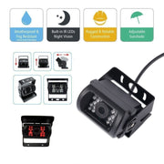 F0505 Monitor per specchietto retrovisore con telecamera di backup per auto HD da 7 pollici con 18 LED IR, con cavo da 10 m, Single Camera
