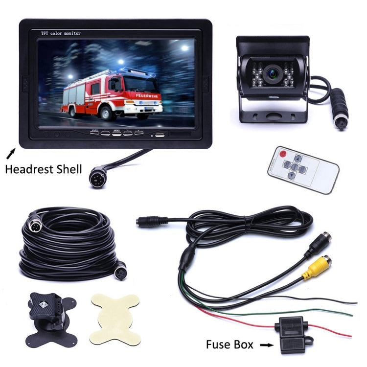 F0505 Monitor per specchietto retrovisore con telecamera di backup per auto HD da 7 pollici con 18 LED IR, con cavo da 10 m, Single Camera